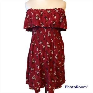 American Eagle Tube Top Dress Size Medium Red Ruffle